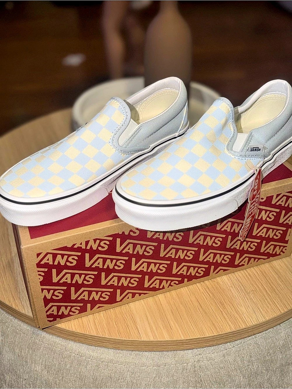 Vans Classic Slip-On Checkerboard Sneakers Blue & Yellow Like New